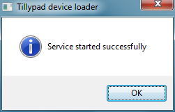 Message about successful startup of the device loader after the completion of its installation