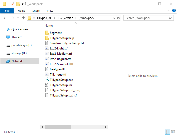 Folder with files for program installation